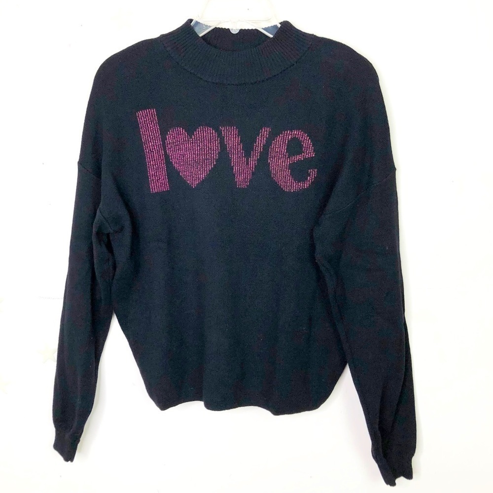 H & M black crew neck LOVE sweater